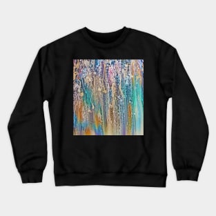 Color Drip Abstract in Teal Pink Beige Crewneck Sweatshirt